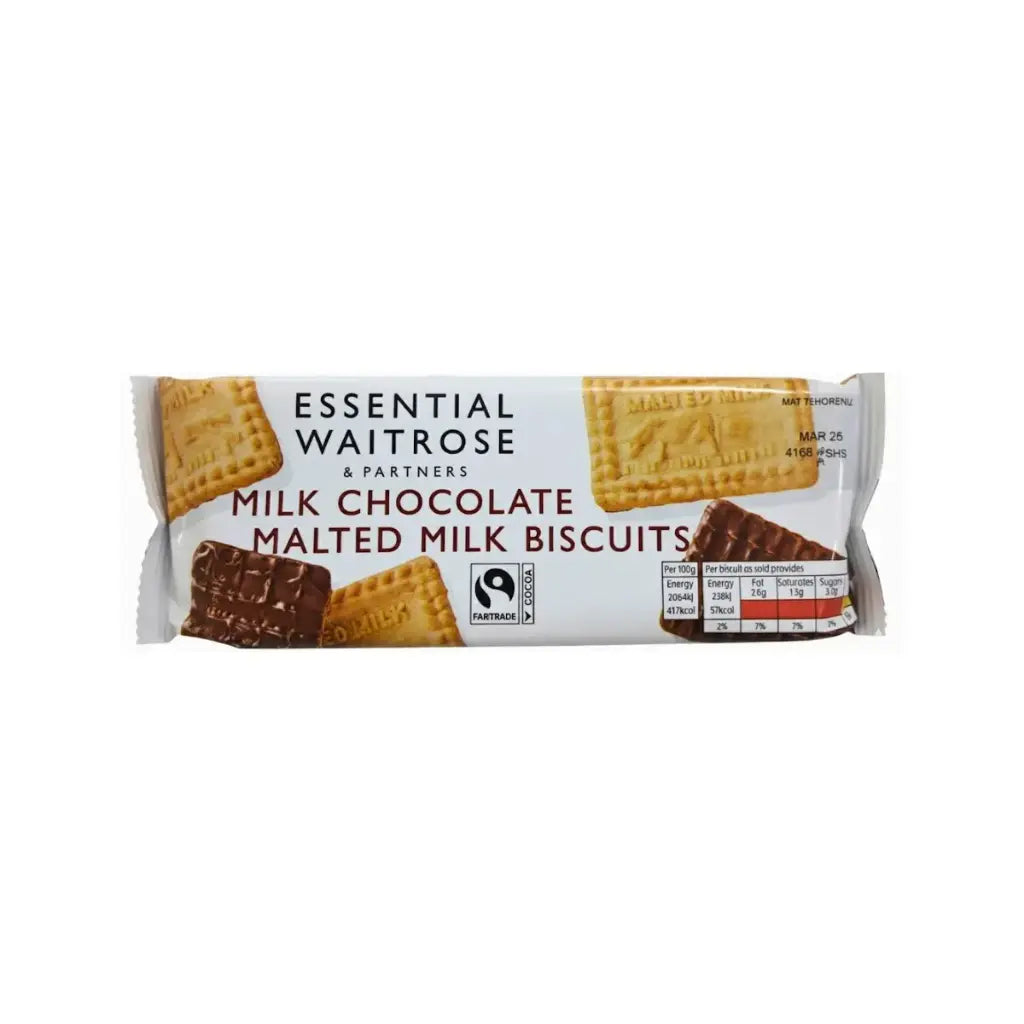 Essential Waitrose Milk Chocolate Malted Milk Biscuits 250g