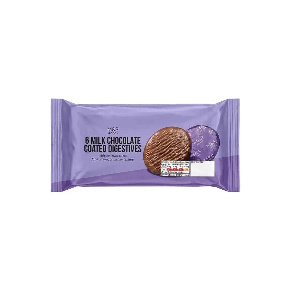 M&S 6 Milk Chocolate Coated Digestives 190g