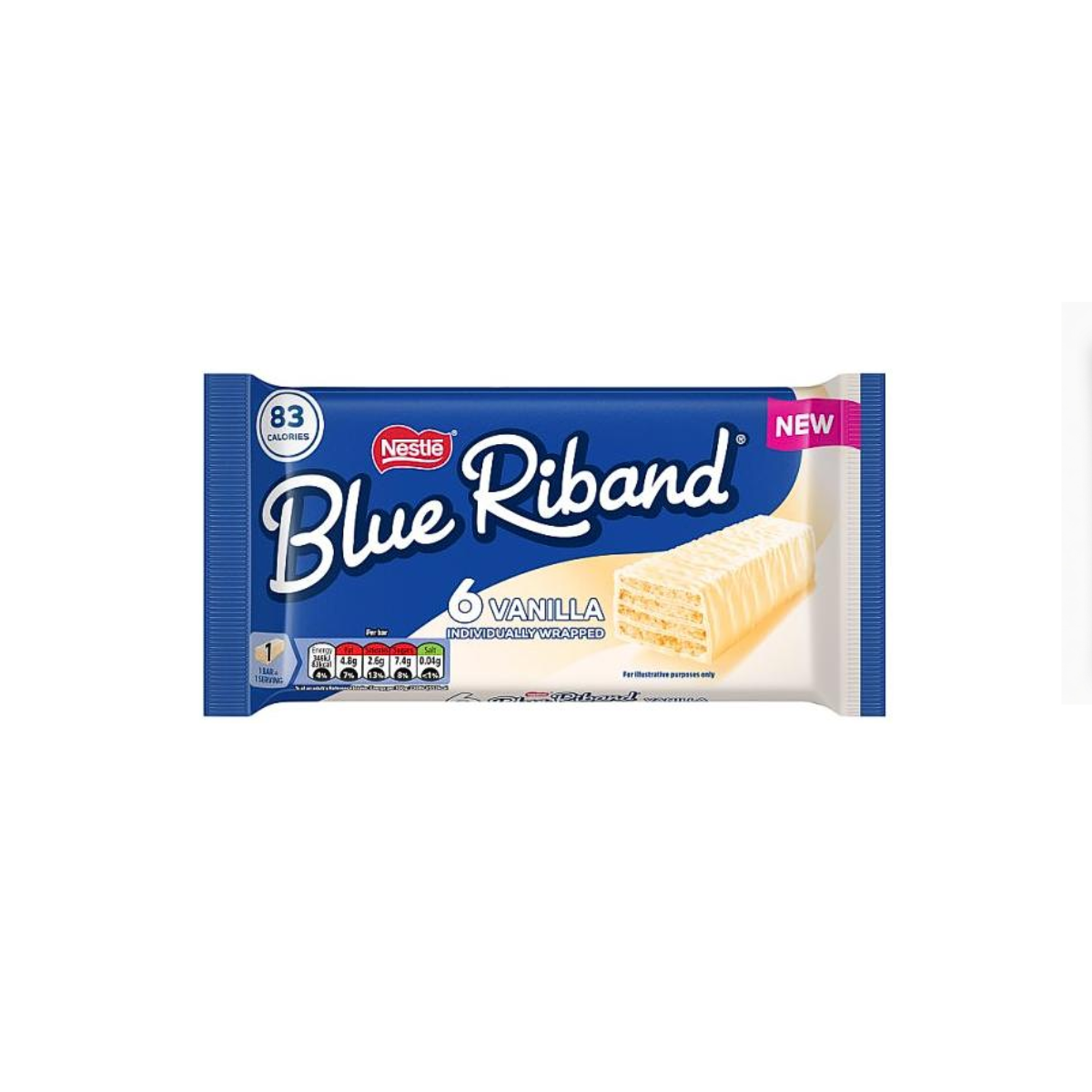 Blue Riband Vanilla White Wafer Biscuit Bar 6Pk 90g