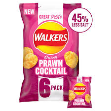 Walkers Delicate Prawn Cocktail Less Salt Multipack Crisps 6X25G