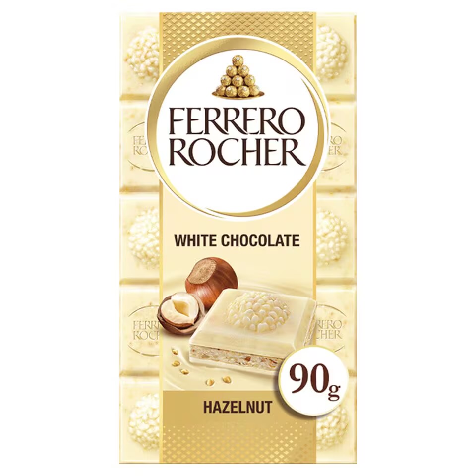 Ferrero Rocher White Chocolate With Hazelnut Bar 90G