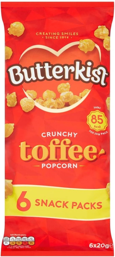 Butterkist Toffee Popcorn 6X20g